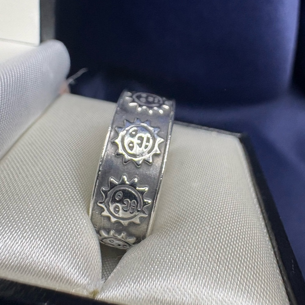Ring Solid 925 Sterling Silver Sun Motif Band Unisex